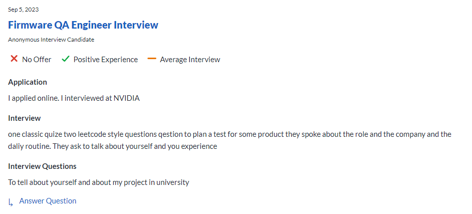 Firmware QA Engineer Interview