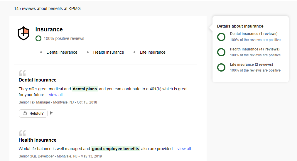 Health, dental and life insurance at KPMG