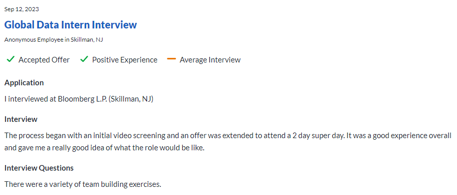 Global Data Intern Interview