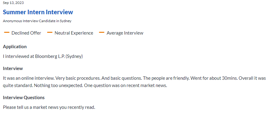 Summer Intern Interview