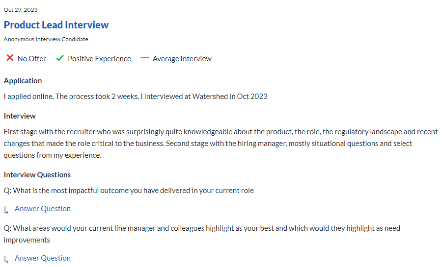 Product lead interview